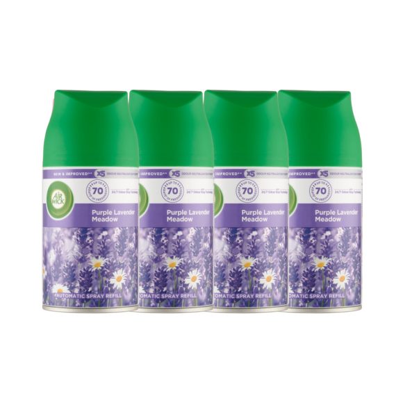 INGYENES SZÁLLÍTÁS - Air Wick Freshmatic Automata Légfrissítő spray utántöltő, Lila Levendula Mező (4x250ml)