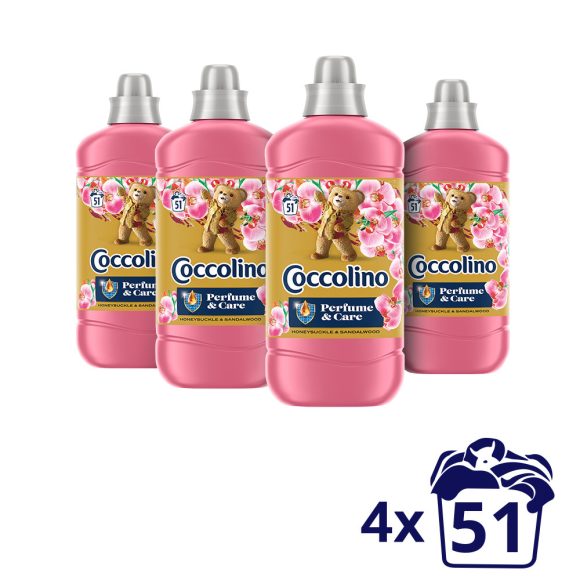 Coccolino Honeysuckle&Sandalwood öblítőkoncentrátum 4x1275 ml (204 mosás) + AJÁNDÉK Coccolino maci