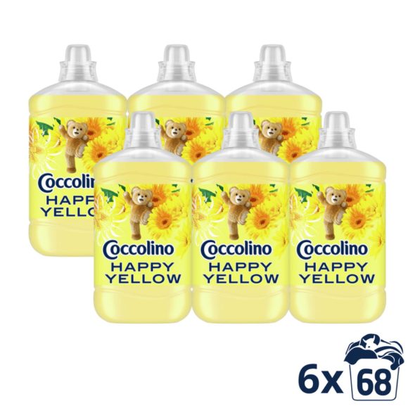 INGYENES SZÁLLÍTÁS - Coccolino Happy Yellow öblítőkoncentrátum 6x1700 ml (408 mosás)