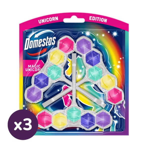 Domestos Power5 WC frissítő blokk, Magic Unicorn (3x3x50 g)