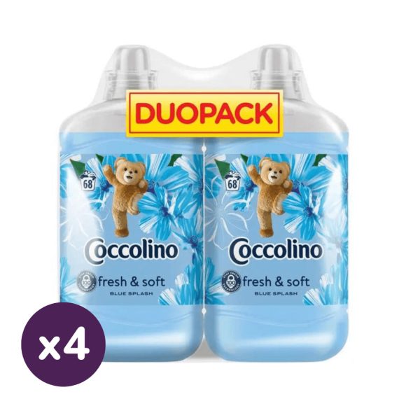 INGYENES SZÁLLÍTÁS - Coccolino Blue Splash öblítőkoncentrátum 4x2x1700 ml (544 mosás)