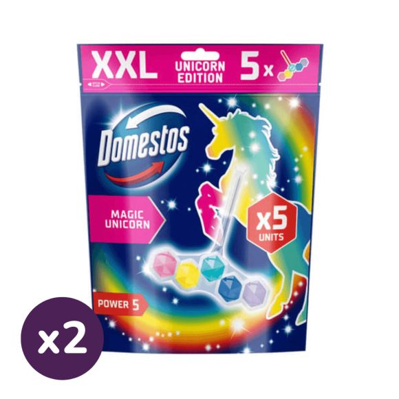 Domestos Power5 WC frissítő blokk, Magic Unicorn (2x5x50 g)