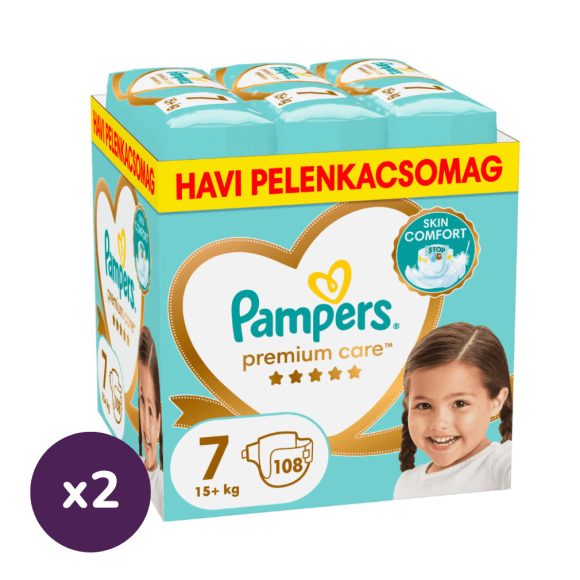 INGYENES SZÁLLÍTÁS - Pampers Premium Care pelenka 7, 15+ kg, HAVI PELENKACSOMAG 1+1 216 db