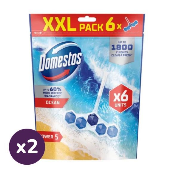 Domestos Power5 WC frissítő blokk, Ocean (2x6x50 g)