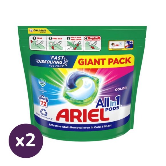 INGYENES SZÁLLÍTÁS - Ariel All-in-1 PODS Color mosókapszula (2x72 db)