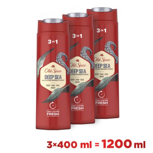 Old Spice Deep Sea tusfürdő és sampon férfiaknak 3in1 3x400 ml    