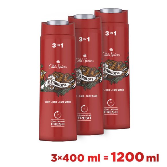 Old Spice  Bearglove tusfürdő és sampon férfiaknak 3in1 3x400 ml  