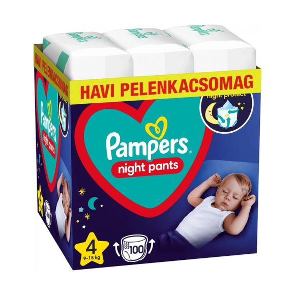 Pampers Night Pants bugyipelenka 4, 9-15 kg HAVI PELENKACSOMAG 100 db