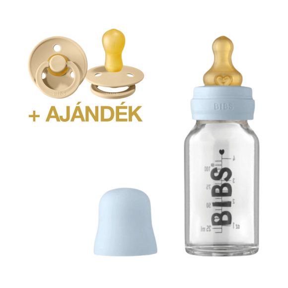 BIBS cumisüvegszett - pasztellkék (110 ml) + AJÁNDÉK BIBS Colour cumi