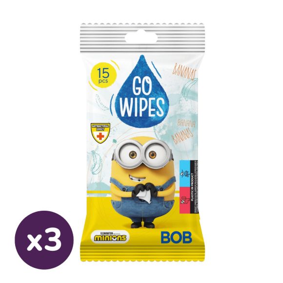 GoWipes Antibakteriális nedves törlőkendő "Minions" (3x15 db)