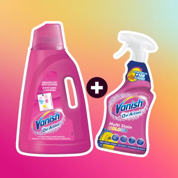 Vanish csomag színes ruhákhoz előkezelő spray-el (500 ml) és folteltávolító folyadékkal (3 l)