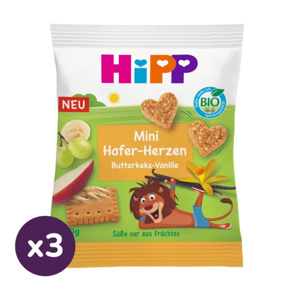 Hipp Mini zabszívek vaníliás vajas keksz 12 hó+ (3x40 g)