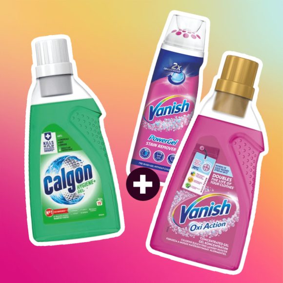 Calgon Hygene gél (750 ml) + Vanish csomag színes ruhákhoz előkezelő spray-el (500 ml) és folteltávolító folyadékkal (750 ml)