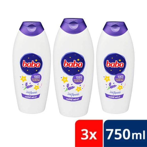 Baba nyugtató Jóéjtpuszi tusfürdő levendula és vanília illat (3x750 ml)