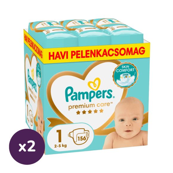 INGYENES SZÁLLÍTÁS - Pampers Premium Care pelenka 1, 2-5 kg, HAVI PELENKACSOMAG 1+1 312 db