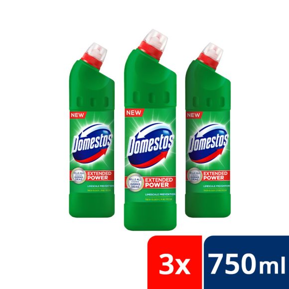 Domestos Extended Power fertőtlenítő hatású folyékony tisztítószer, pine (3x750 ml)