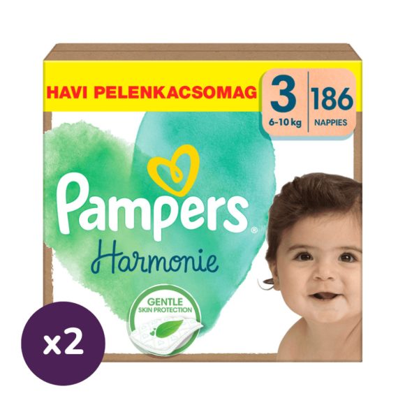 INGYENES SZÁLLÍTÁS - Pampers Harmonie pelenka 3, 6-10 kg, HAVI PELENKACSOMAG 372 db