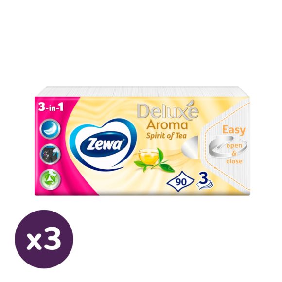 Zewa Deluxe Spirit of Tea 3 rétegű illatosított papírzsebkendő (3x90 db)