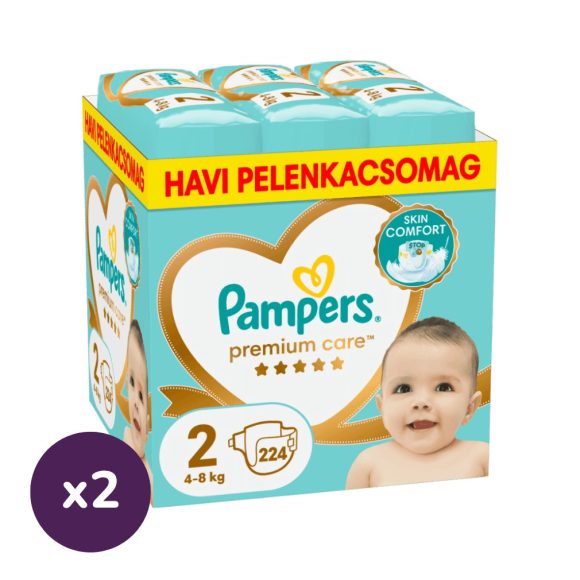 INGYENES SZÁLLÍTÁS - Pampers Premium Care pelenka 2, 4-8 kg, HAVI PELENKACSOMAG 1+1 448 db