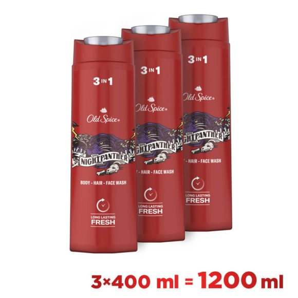 Old Spice Night Panther tusfürdő és sampon férfiaknak 3in1 3x400 ml