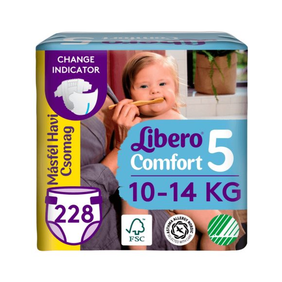 Libero Comfort 5 pelenka, 10-14 kg, MÁSFÉL HAVI PELENKACSOMAG 228 db