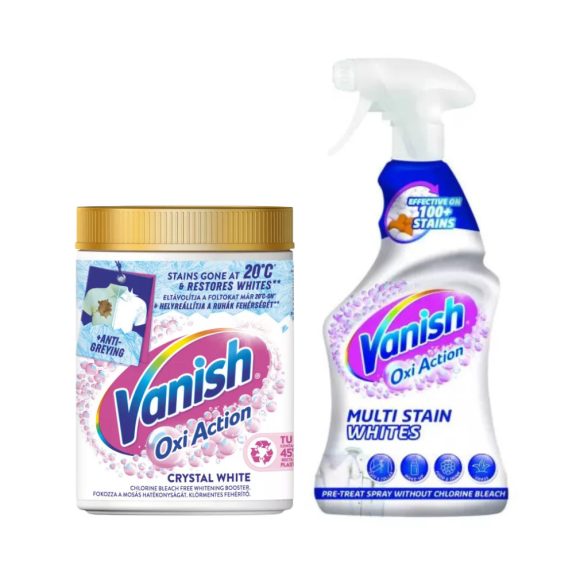 Vanish Oxi Action foltelvátolító és fehérítő csomag: előkezelő spray (500 ml) és folteltávolító por (970 g)