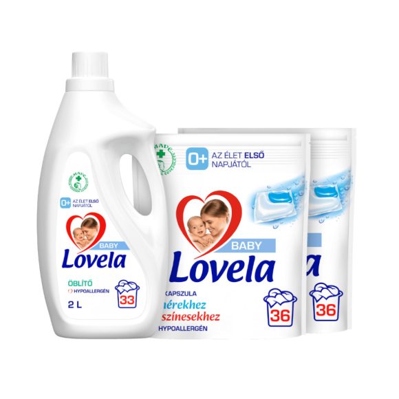 Lovela Baby kapszula csomag : Lovela Baby mosókapszula 2x36 db +  Lovela Baby öblítő 2 liter