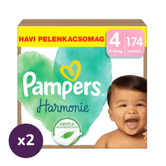 INGYENES SZÁLLÍTÁS - Pampers Harmonie pelenka 4, 9-14 kg, HAVI PELENKACSOMAG 348 db