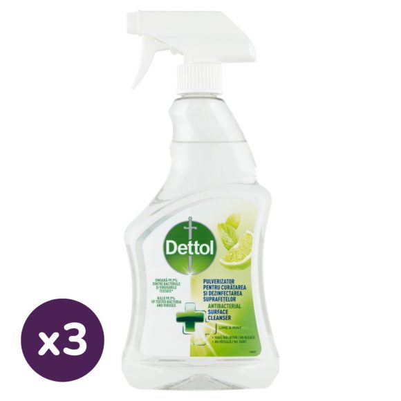 Dettol antibakteriális felülettisztító spray, Lime & Menta (3x500 ml)