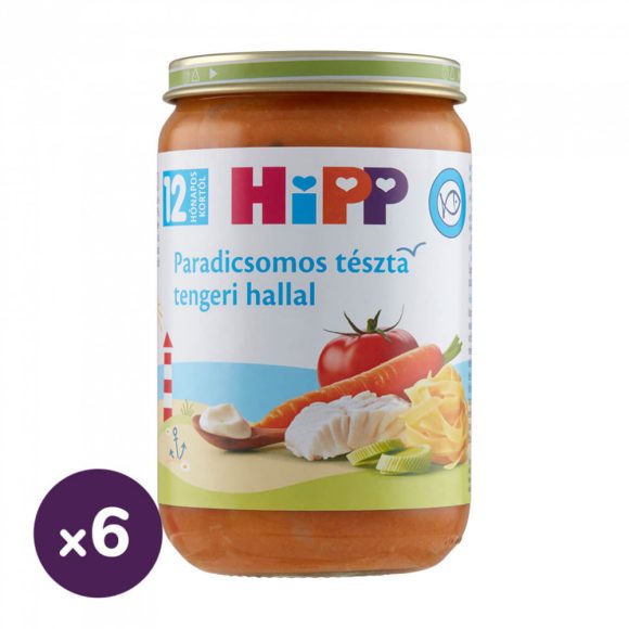 Hipp paradicsomos tészta tengeri hallal, 12 hó+ (6x220 g)