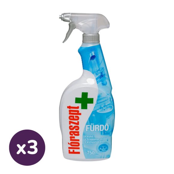 Flóraszept fürdőszobai tisztító spray, vízkőoldásra (3x750 ml)