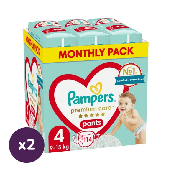 INGYENES SZÁLLÍTÁS - Pampers Premium Care Pants bugyipelenka 4, 9-15 kg HAVI PELENKACSOMAG 228 db