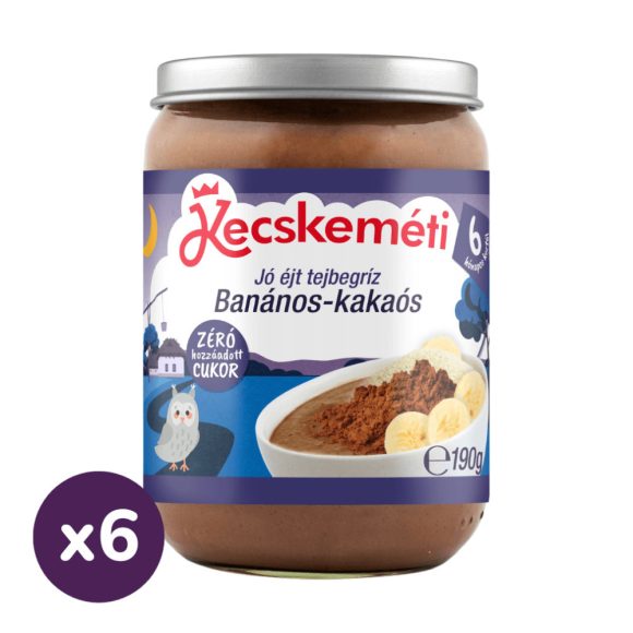 Kecskeméti Jó éjszakát desszert banános-kakaós tejbegríz, 6 hó+ (6x190 g)