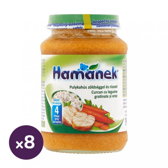 Hamánek bébiétel pulykahús zöldséggel és rizzsel, 4 hó+ (8x190 g)