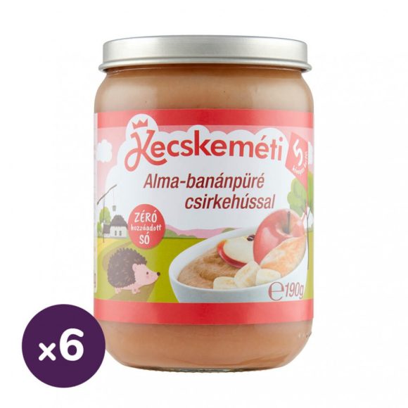 Kecskeméti alma-banánpüré csirkehússal, 5 hó+ (6x190 g)