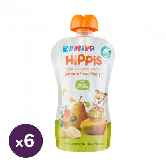 Hipp HiPPiS BIO gyümölcspép banán-körte-mangó 4 hó+ (6x100 g)