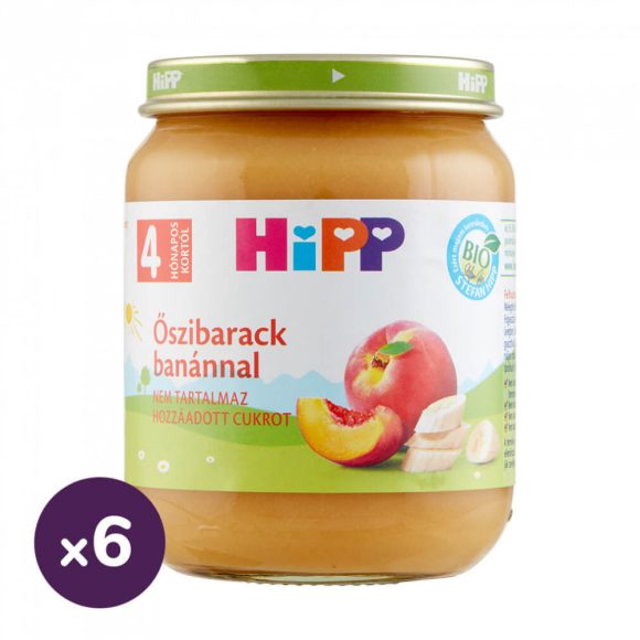 Hipp BIO őszibarack banánnal, 4 hó+ (6x125 g)