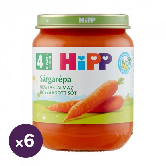 Hipp BIO sárgarépa főzelék, 4 hó+ (6x125 g)