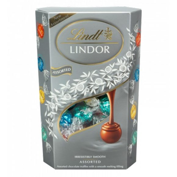 Csokoládé LINDT Lindor Assorted Silver csokoládé golyók díszdobozban  337g