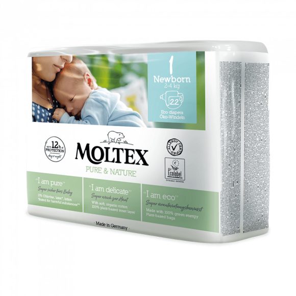 MOLTEX Pure&Nature öko pelenka, Újszülött 1, 2-4 kg, 22db