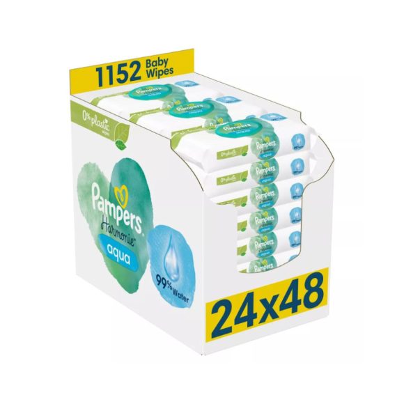 Pampers Harmonie Aqua Plastic Free műanyagmentes nedves törlőkendő (24x48 db)