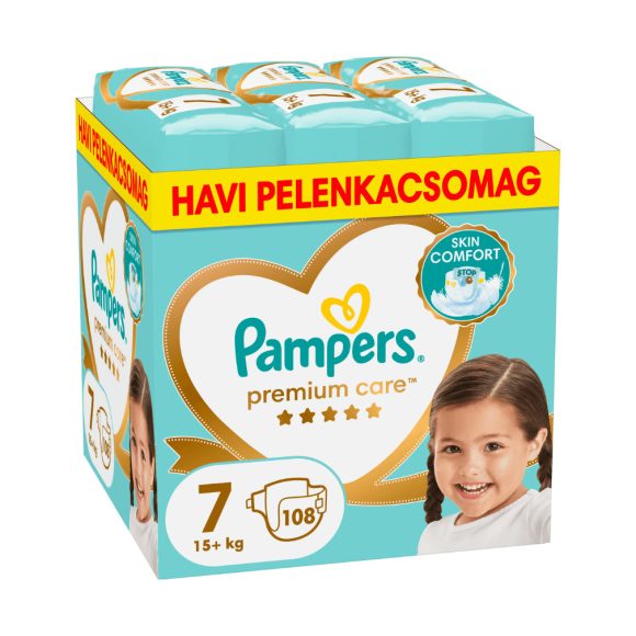 Pampers Premium Care pelenka 7, 15+ kg, HAVI PELENKACSOMAG 108 db