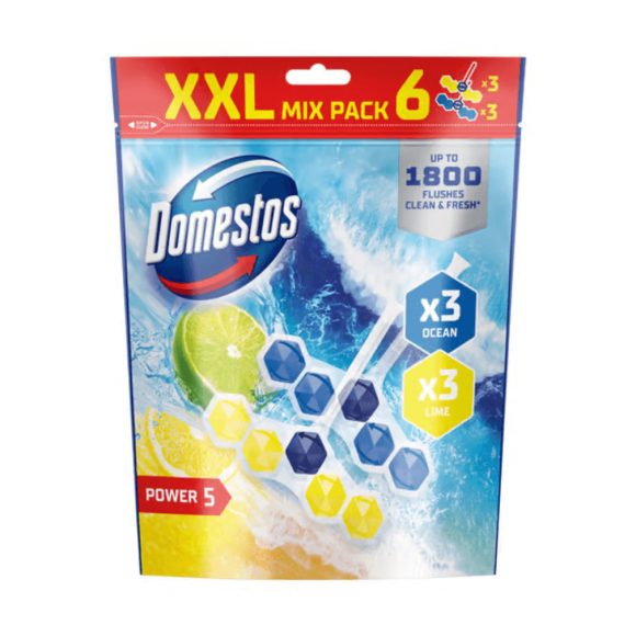 Domestos Power5 WC frissítő blokk mix, Lime / Ocean (6x50 g)