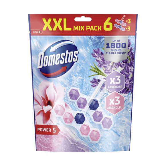 Domestos Power5 WC frissítő blokk mix, Magnolia / Lavender (6x50 g)