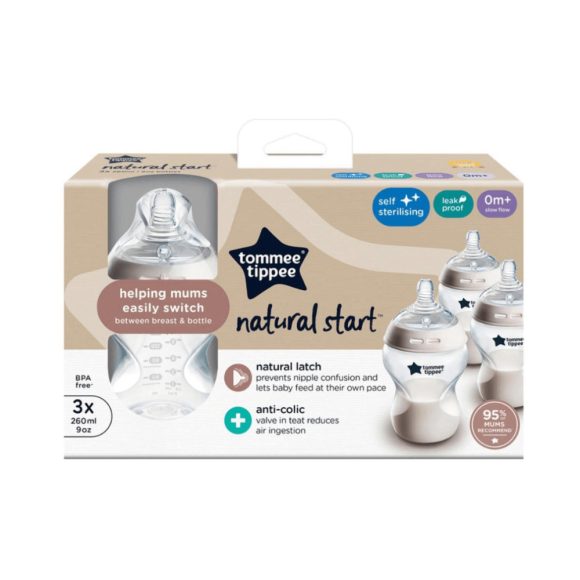 Tommee Tippee CTN cumisüveg szett 3 db, 260 ml (pasztell)