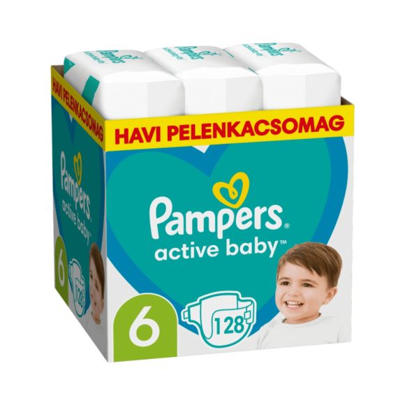 Pampers Active Baby pelenka, Junior 6, 13-18 kg, HAVI PELENKACSOMAG 128 db