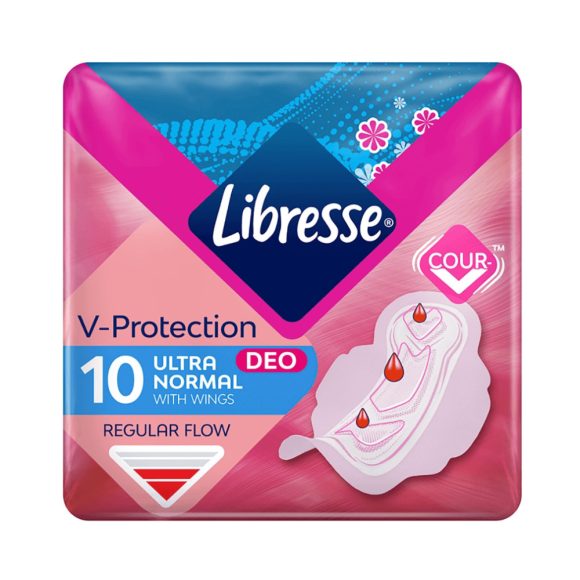 Libresse Ultra+ Deo Freshness & Protection enyhén illatosított szárnyas egészségügyi betét (10 db)