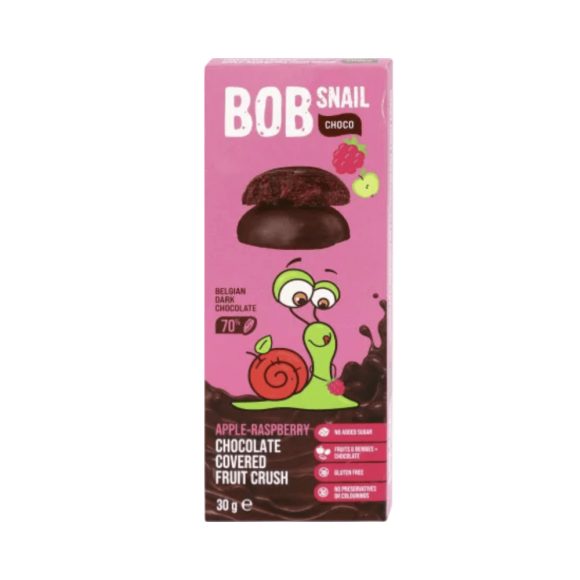 Bob Snail alma-málna gyümölcs snack étcsokoládéban (30 g)