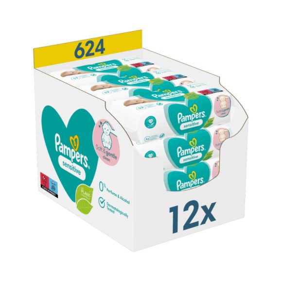 Pampers Sensitive nedves törlőkendő 12x52 db