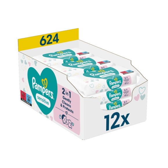 Pampers Sensitive nedves törlőkendő 12x52 db